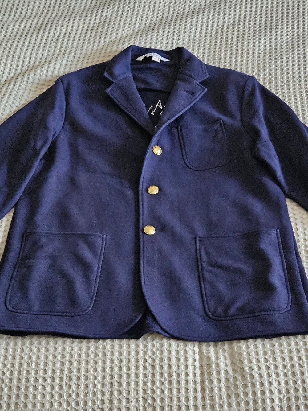 Rowing Blazers Latin Jersey Blazer Navy Cotton 46R Embroidered Back AW19 Mens